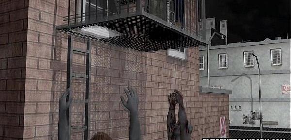  3D Cartoon Babe Gets Fucked Hard on a Fire Escape